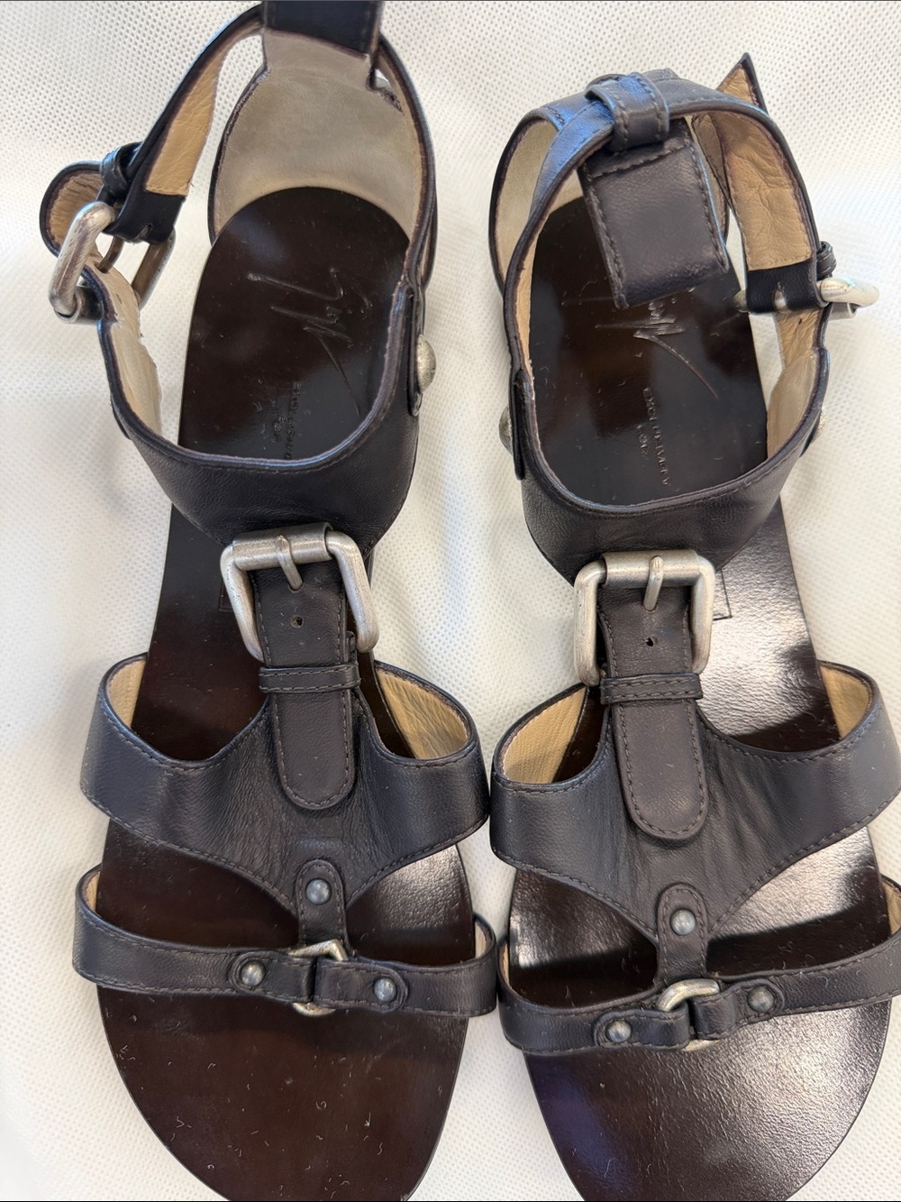 Giuseppe Zanotti Black Leather Multi-Strap Buckle Sandals
